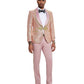 3 PC Pattern Shawl Lapel Double Breasted Vest Suit