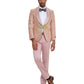 3 PC Pattern Shawl Lapel Double Breasted Vest Suit