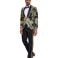 3 PC Pattern Shawl Lapel Double Breasted Vest Suit