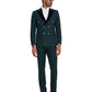 2 PC Solid Satin Peak Lapel Double Breasted Suit