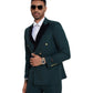 2 PC Solid Satin Peak Lapel Double Breasted Suit