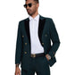 2 PC Solid Satin Peak Lapel Double Breasted Suit