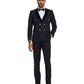 2 PC Solid Satin Peak Lapel Double Breasted Suit