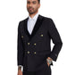 2 PC Solid Satin Peak Lapel Double Breasted Suit