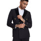 2 PC Solid Satin Peak Lapel Double Breasted Suit