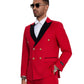 2 PC Solid Satin Peak Lapel Double Breasted Suit