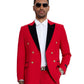2 PC Solid Satin Peak Lapel Double Breasted Suit