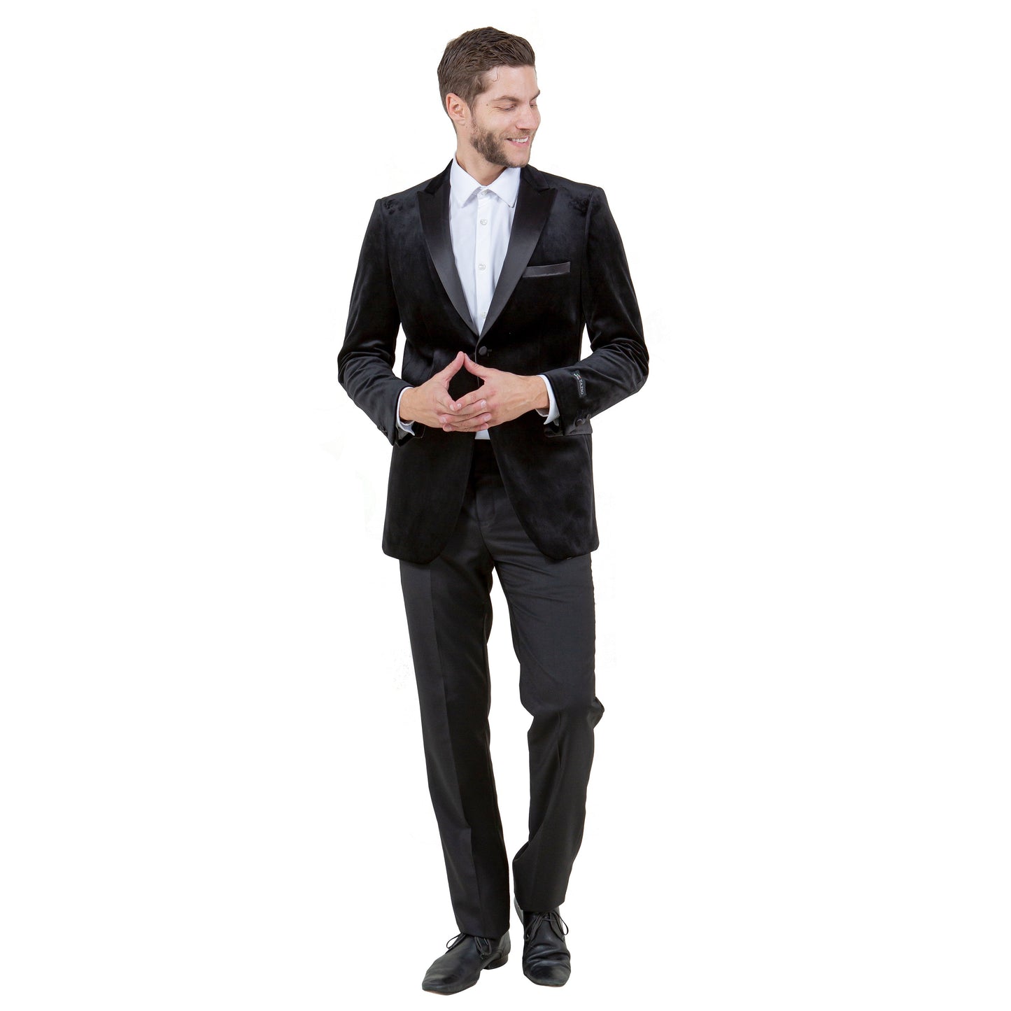 Men's Modern Fit Velvet Blazer w/ Elbow Patch