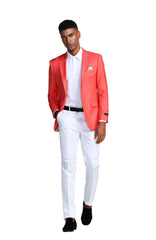 Solid Linen Look Notch Lapel Blazer Jacket