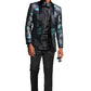 Mens Satin Shawl Lapel Blazer Only Floral Pattern