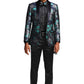 Mens Satin Shawl Lapel Blazer Only Floral Pattern