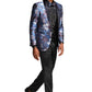 Mens Satin Shawl Lapel Blazer Only Floral Pattern