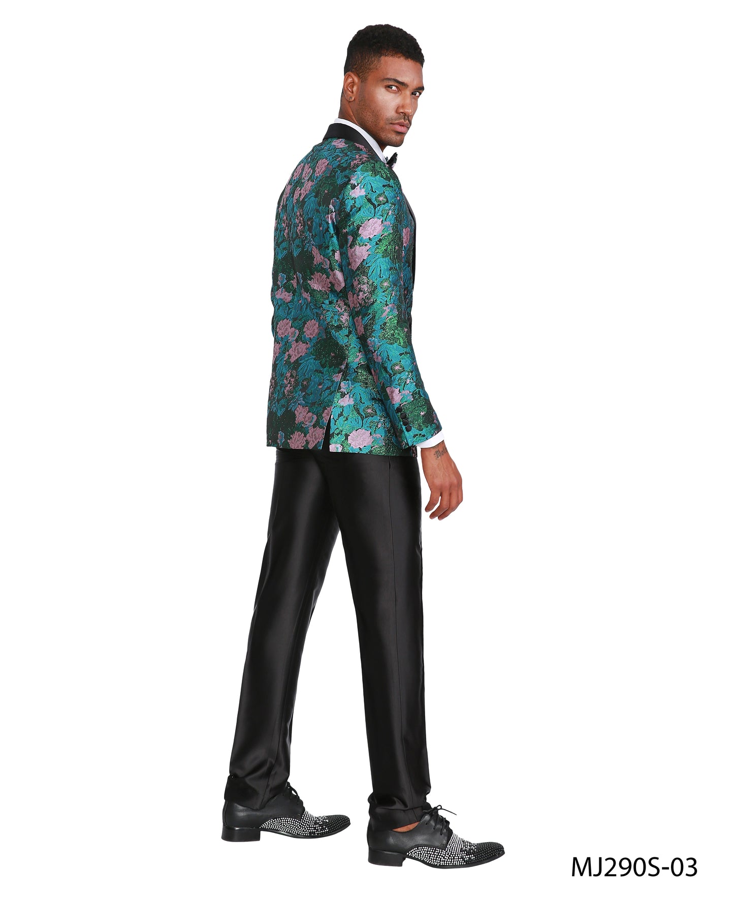 Mens Satin Shawl Lapel Blazer Only Floral Pattern