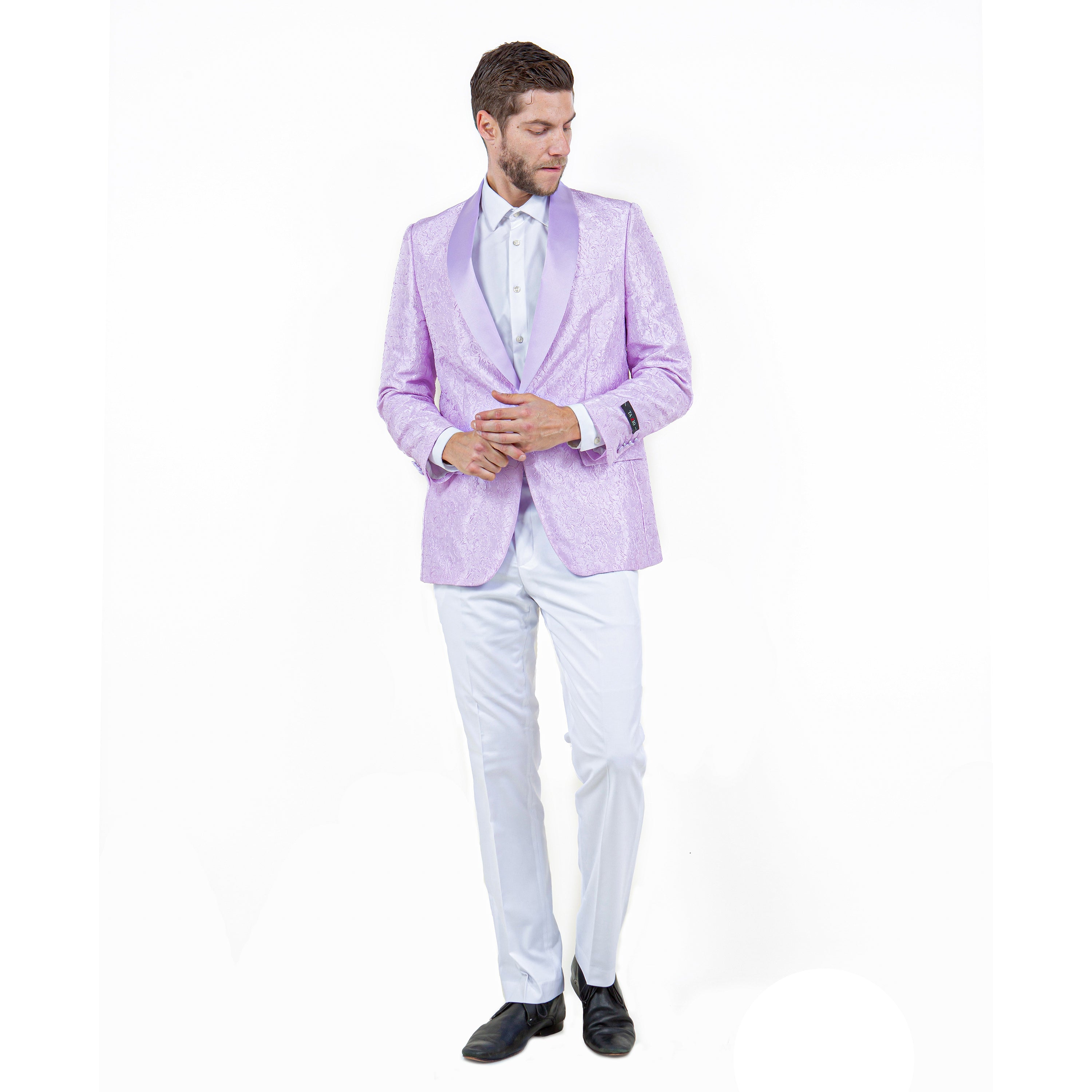 Mens Slim-Fit Solid Paisley Blazer Only w/ Shawl Collar