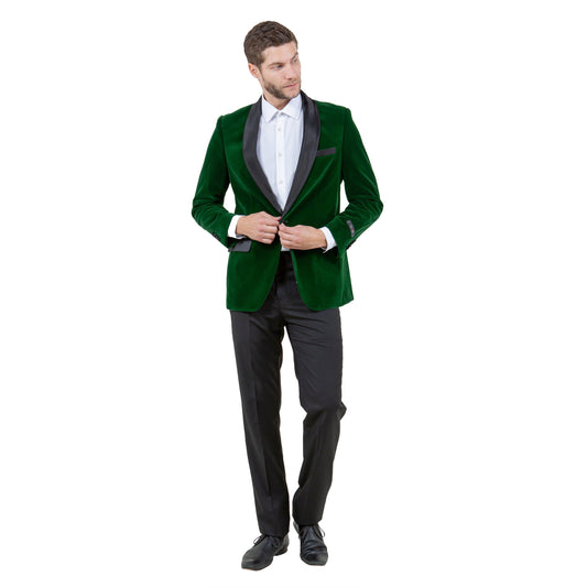 Men's Velvet Slim-Fit Blazer w/ Satin Shawl Collar