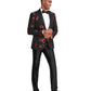 Men's Floral Slim-Fit Blazer w/ Satin Shawl Collar