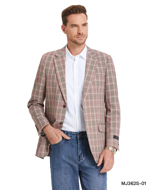 Men's Glen Plaid Slim-Fit Blazer w/ Notch Lapel