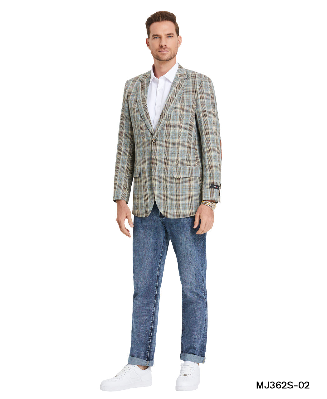 Men's Glen Plaid Slim-Fit Blazer w/ Notch Lapel