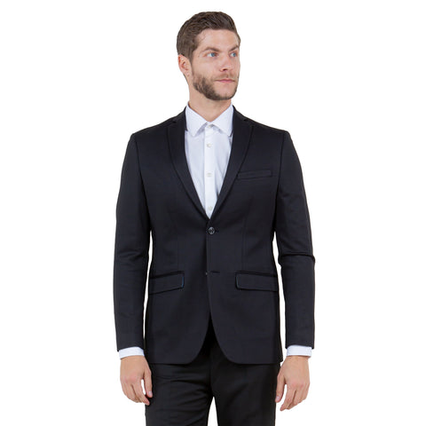 Solid Slim-Fit Knit Mens Blazer