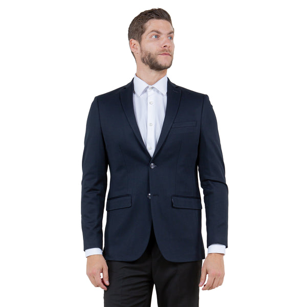 Solid Slim-Fit Knit Mens Blazer