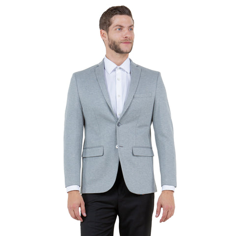 Solid Slim-Fit Knit Mens Blazer