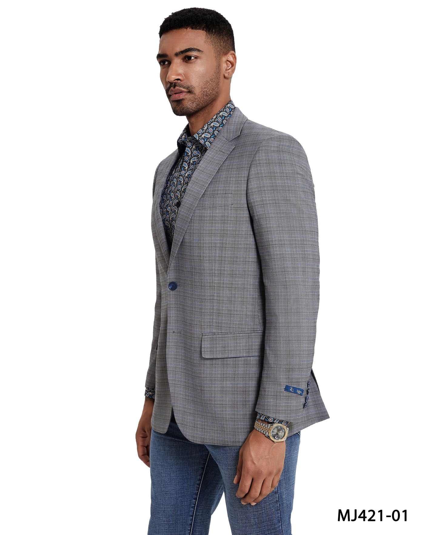 Men's Modern Fit Madras Sport Coat w/ Notch Lapel