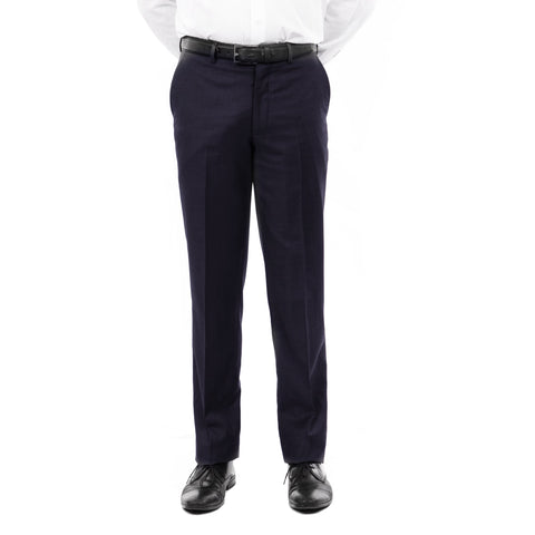 Slim Fit Hemmed Bottom Dress Pants Solid Navy