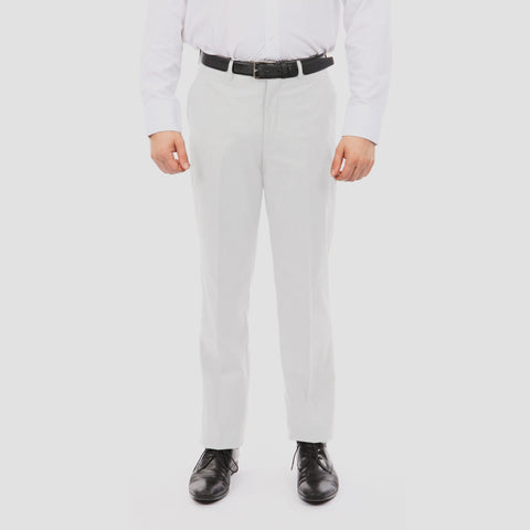 Slim Fit Hemmed Bottom Dress Pants Solid White