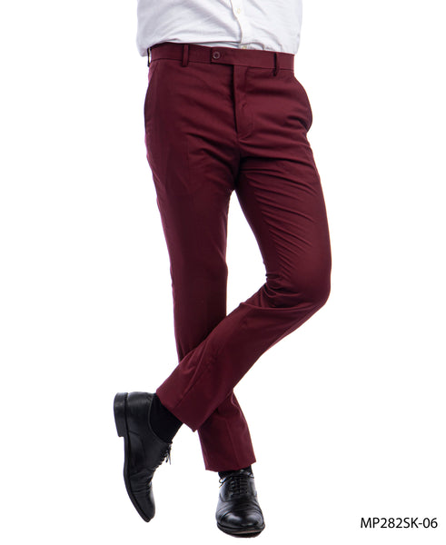 Sean Alexander Burgundy Skinny Fit Dress Pants