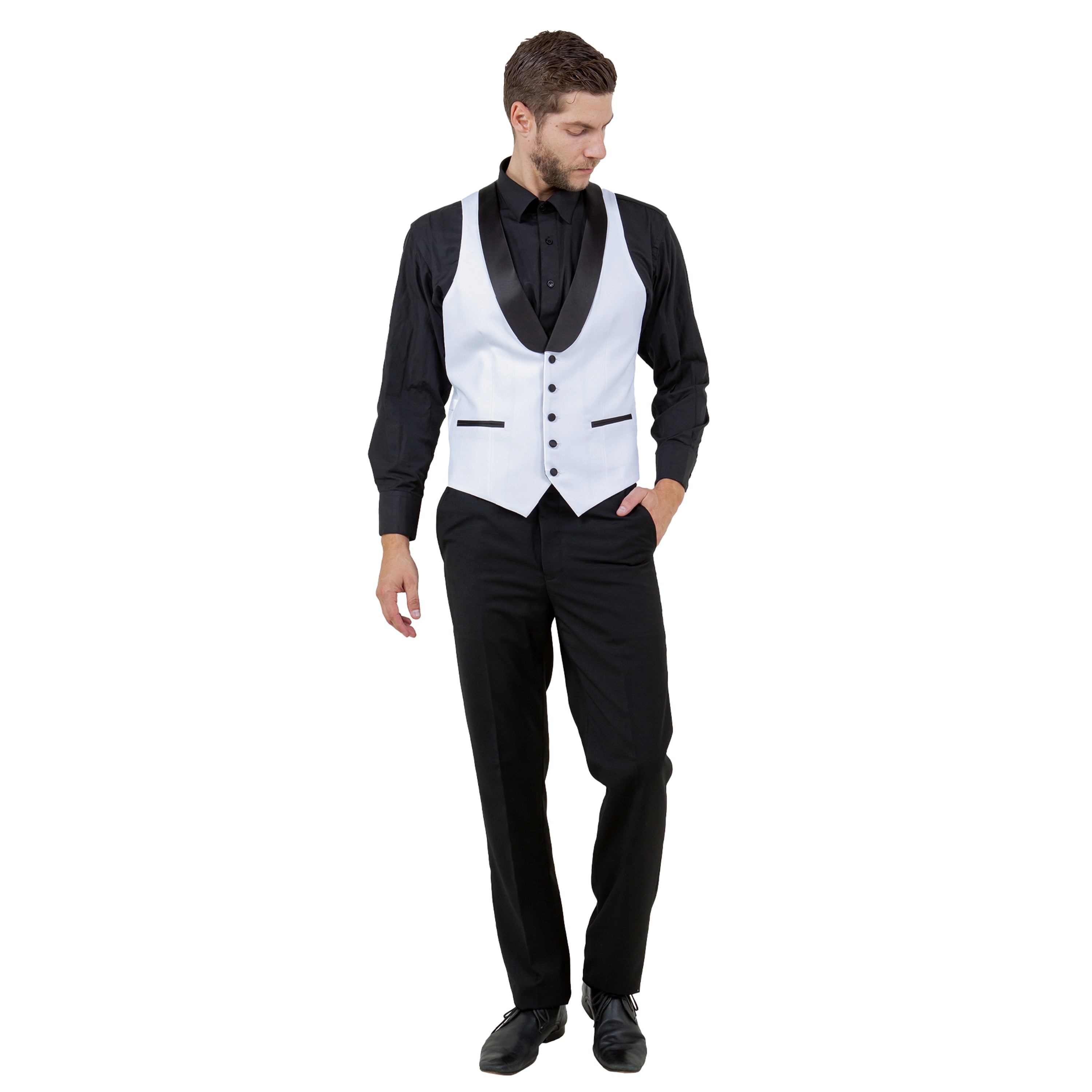 Men's 3pc Tuxedo w/ Satin Shawl Collar & Expandable Clip Pants