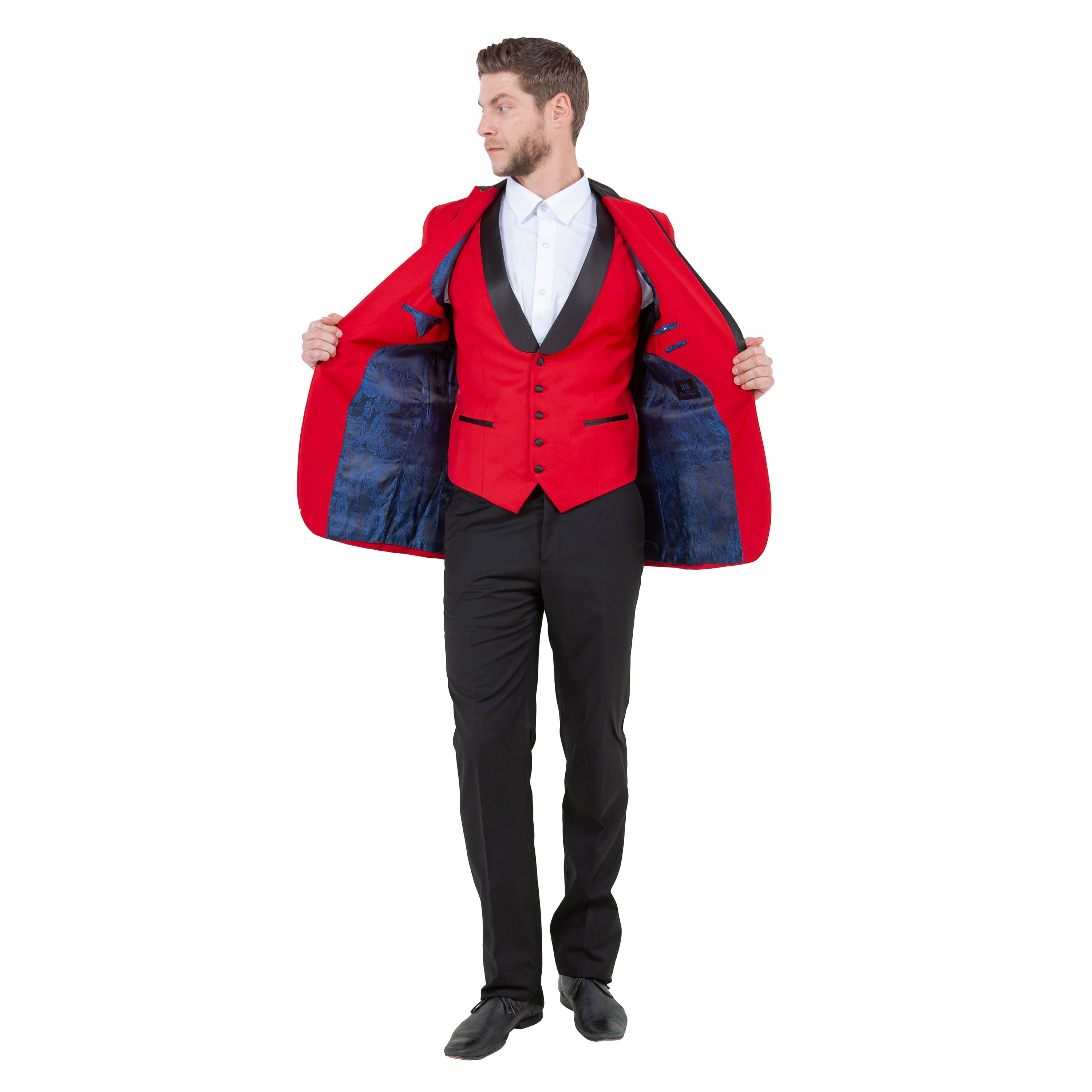 Men's 3pc Tuxedo w/ Satin Shawl Collar & Expandable Clip Pants