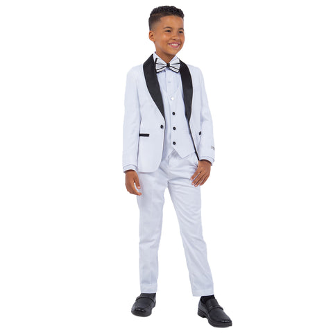 Boy's 5pc Solid Tuxedo W/ Dress Shirt And Bowtie