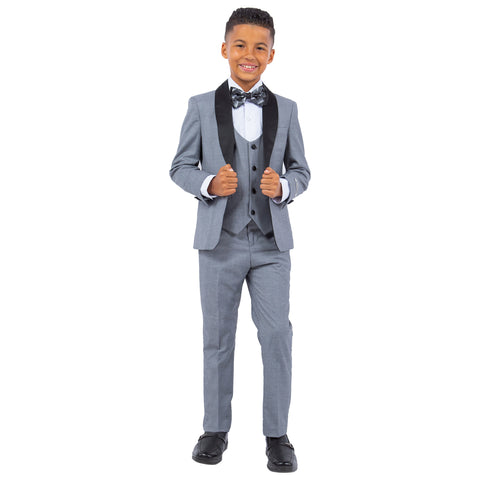 Boy's 5pc Solid Tuxedo W/ Dress Shirt And Bowtie