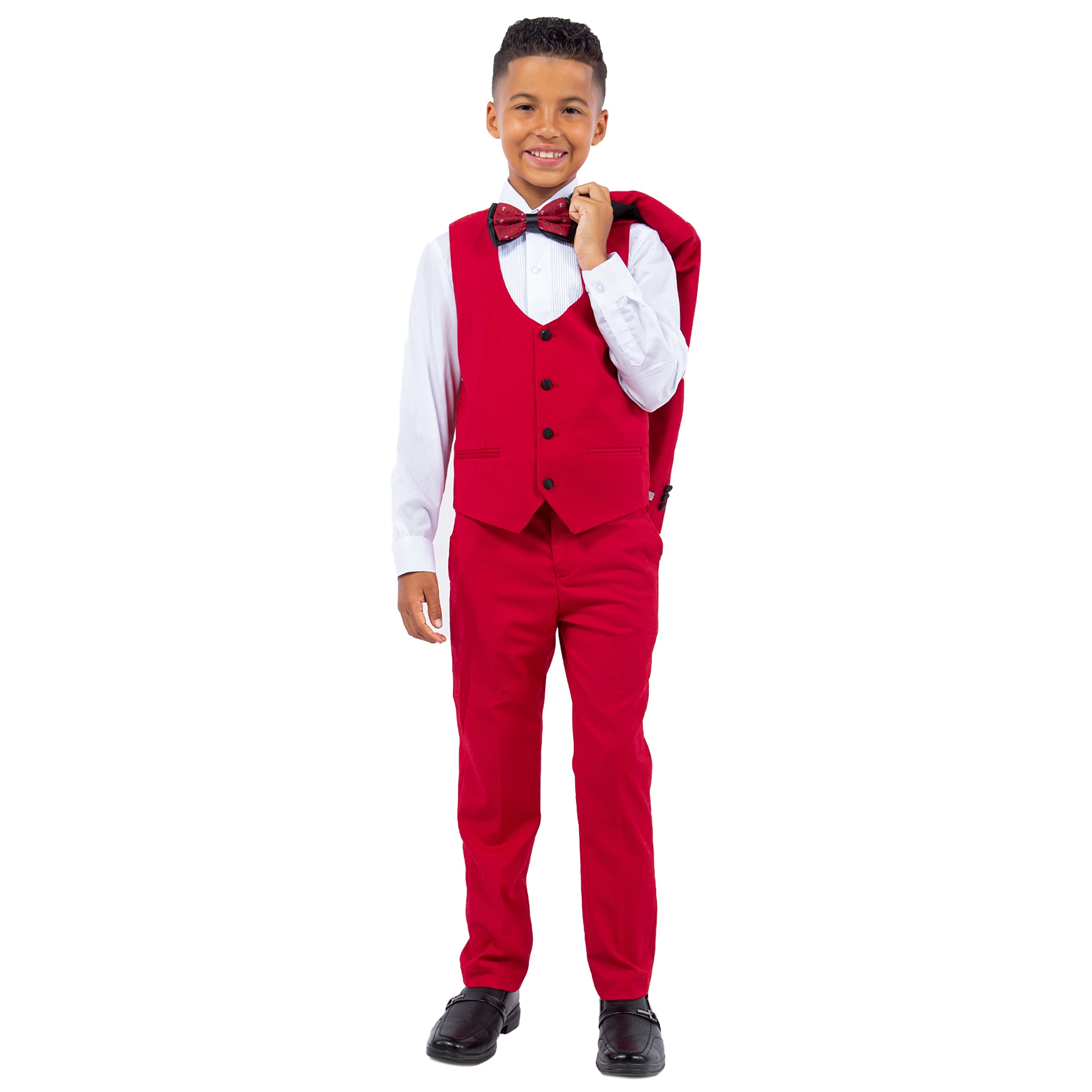 Boy's 5pc Solid Tuxedo W/ Dress Shirt And Bowtie
