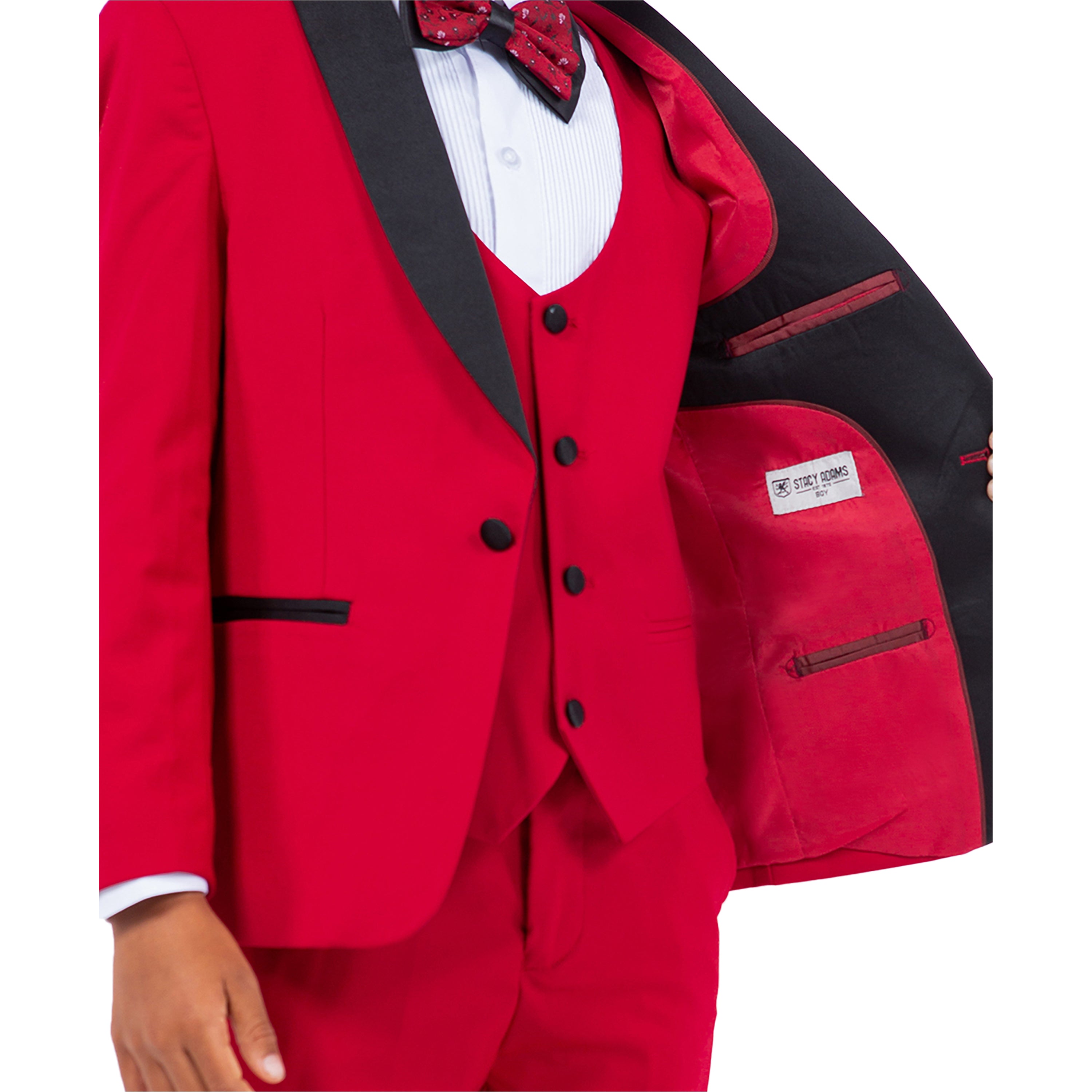 Boy's 5pc Solid Tuxedo W/ Dress Shirt And Bowtie