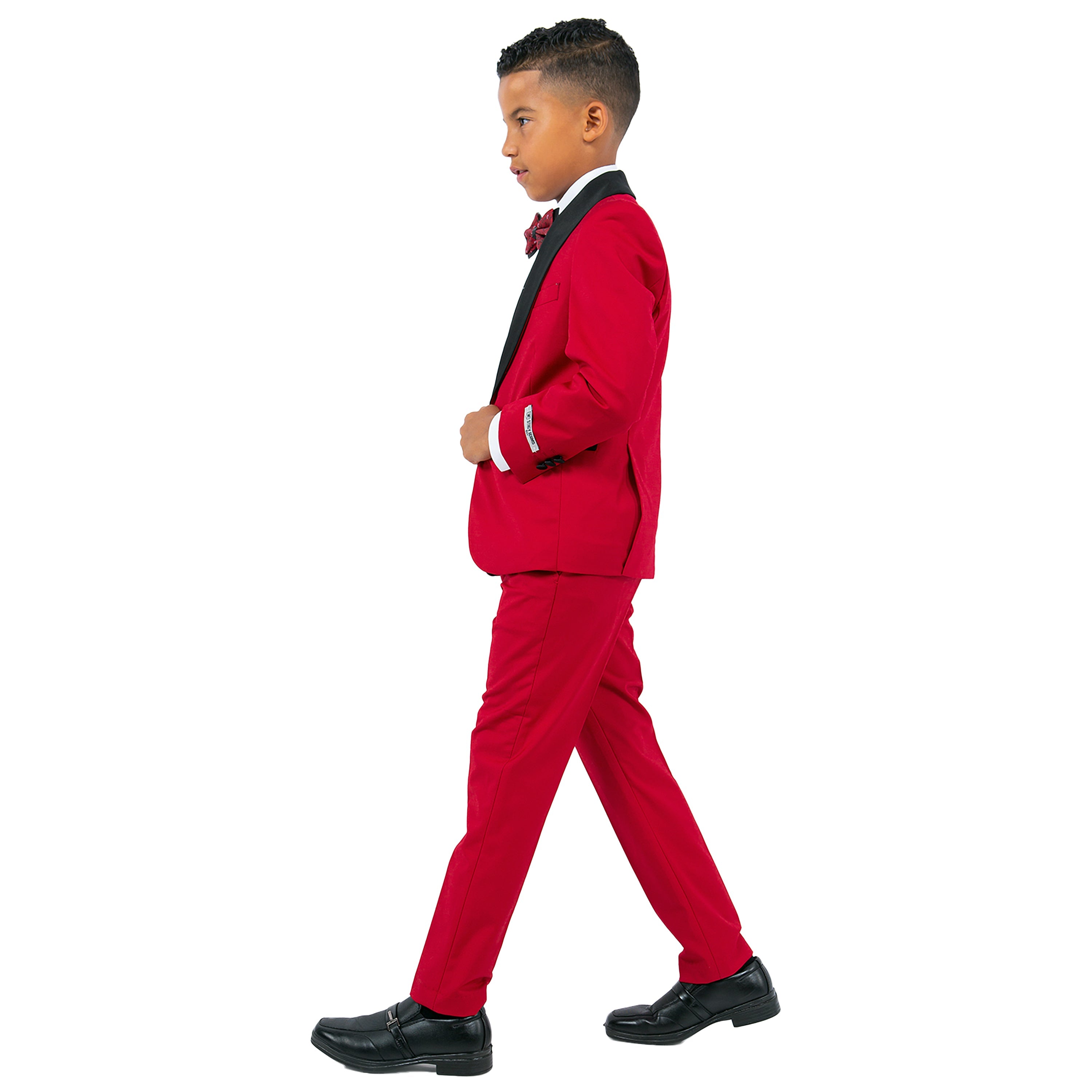 Boy's 5pc Solid Tuxedo W/ Dress Shirt And Bowtie