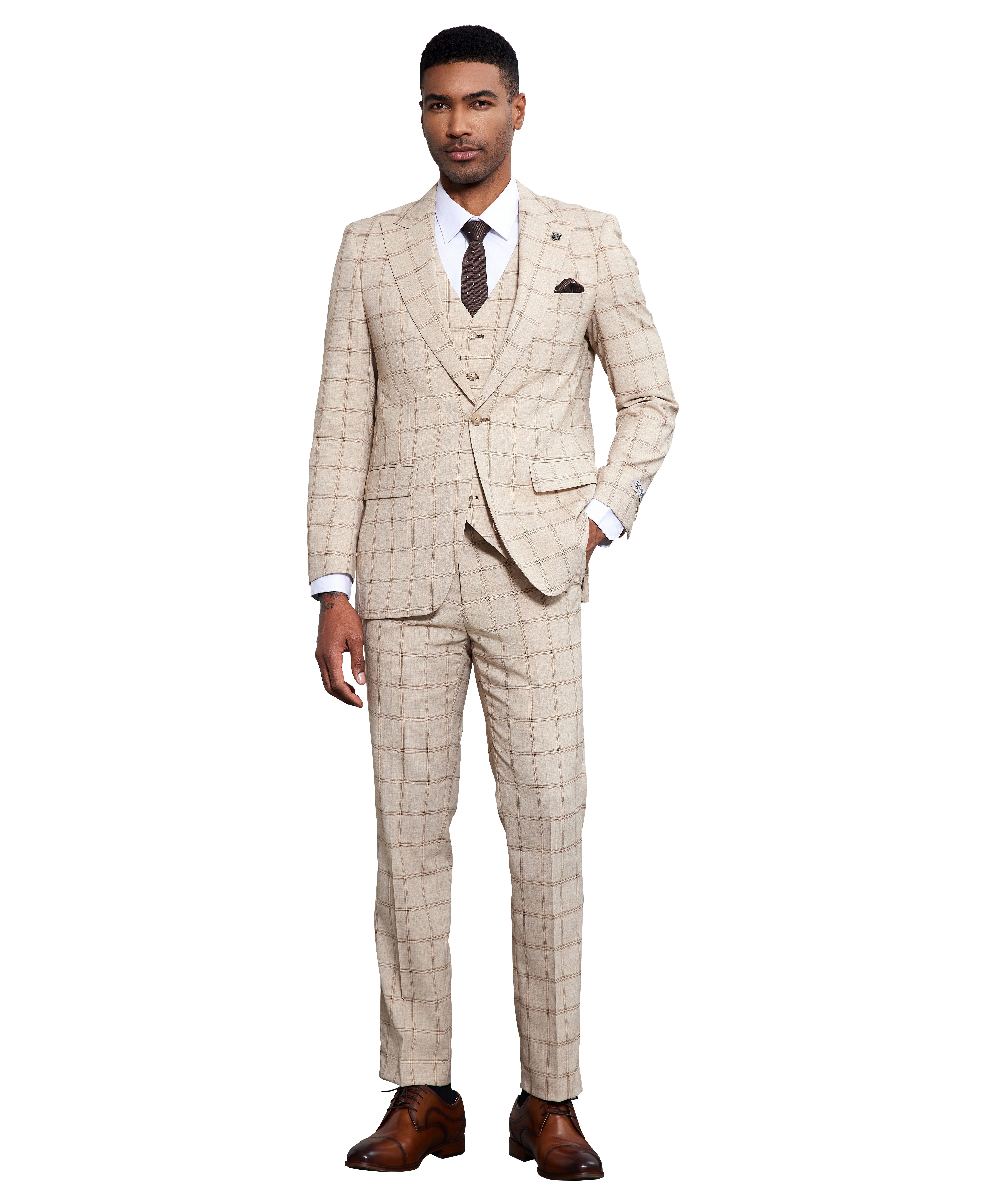 Mens-suit 3 PC Windowpane