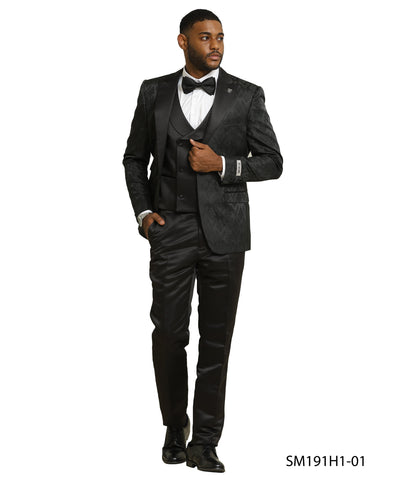 Mens-suit Satin Peak Lapel by Modern