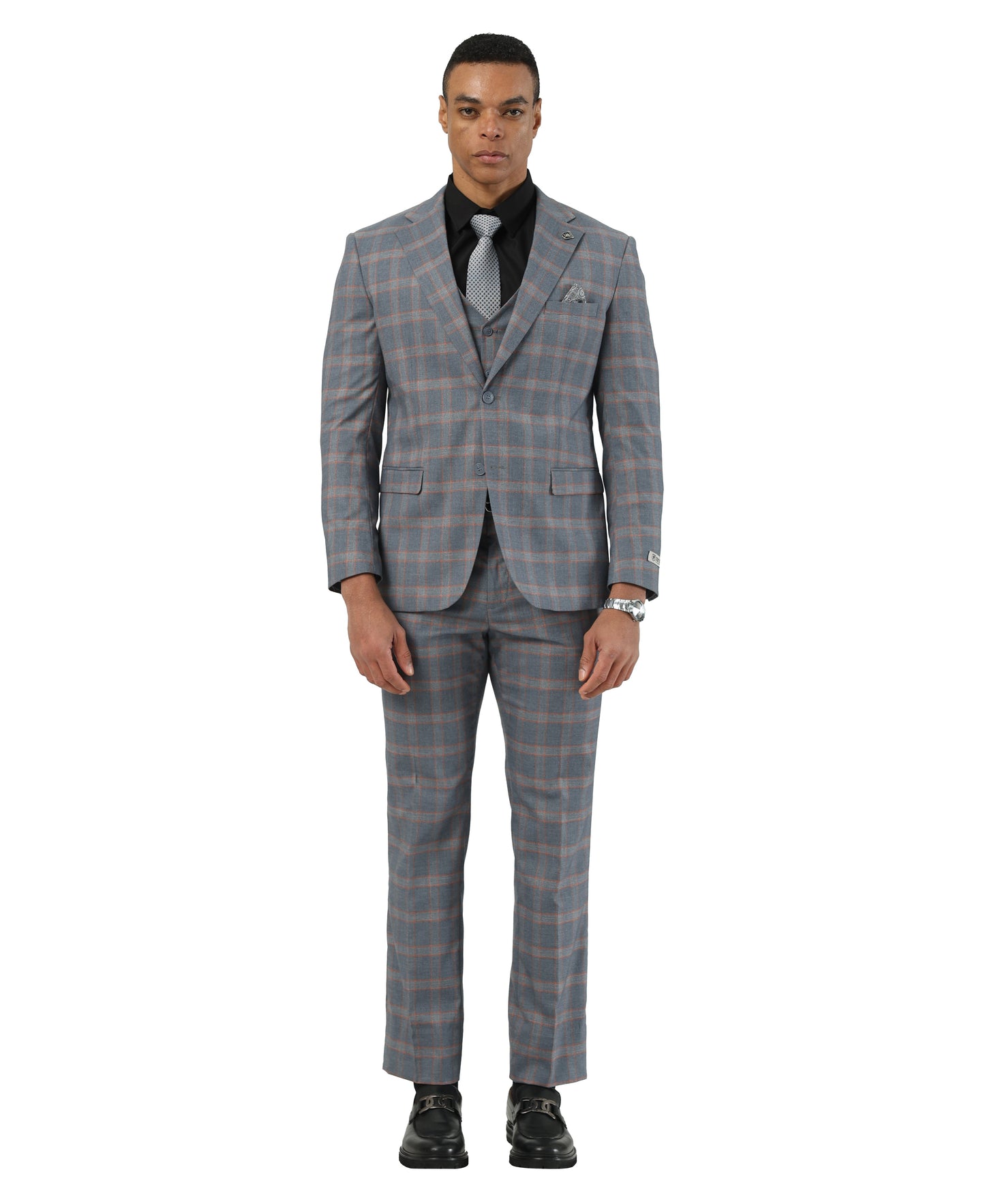 Mens-suit Plaid 3pc by Stacy Adams