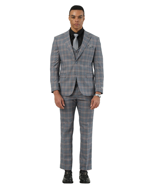 Mens-suit Plaid 3pc by Stacy Adams