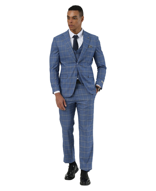 Mens-suit Plaid 3pc by Stacy Adams