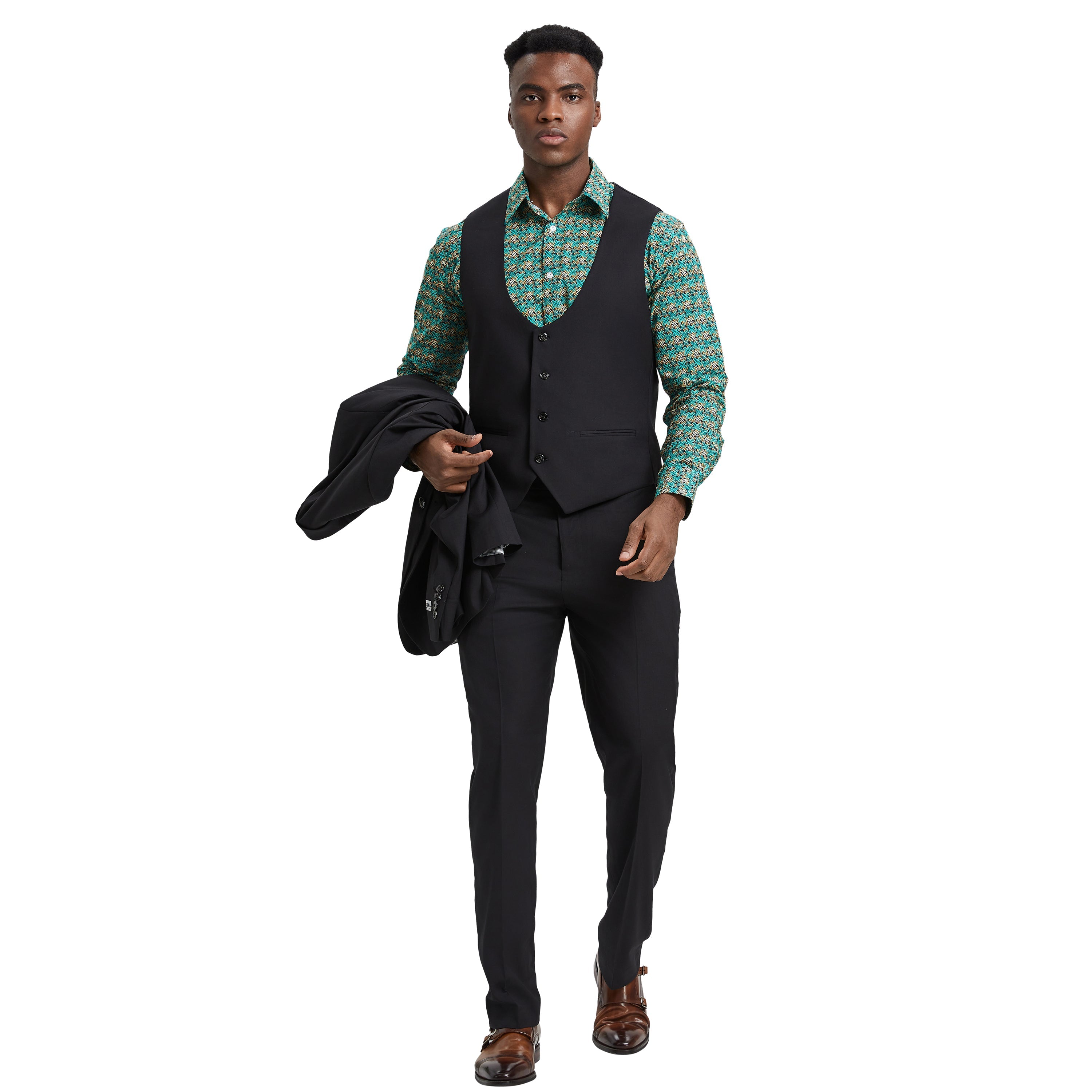 Men's   Hybrid-Fit 3pc Suit Set, Jacket Vest and Pants