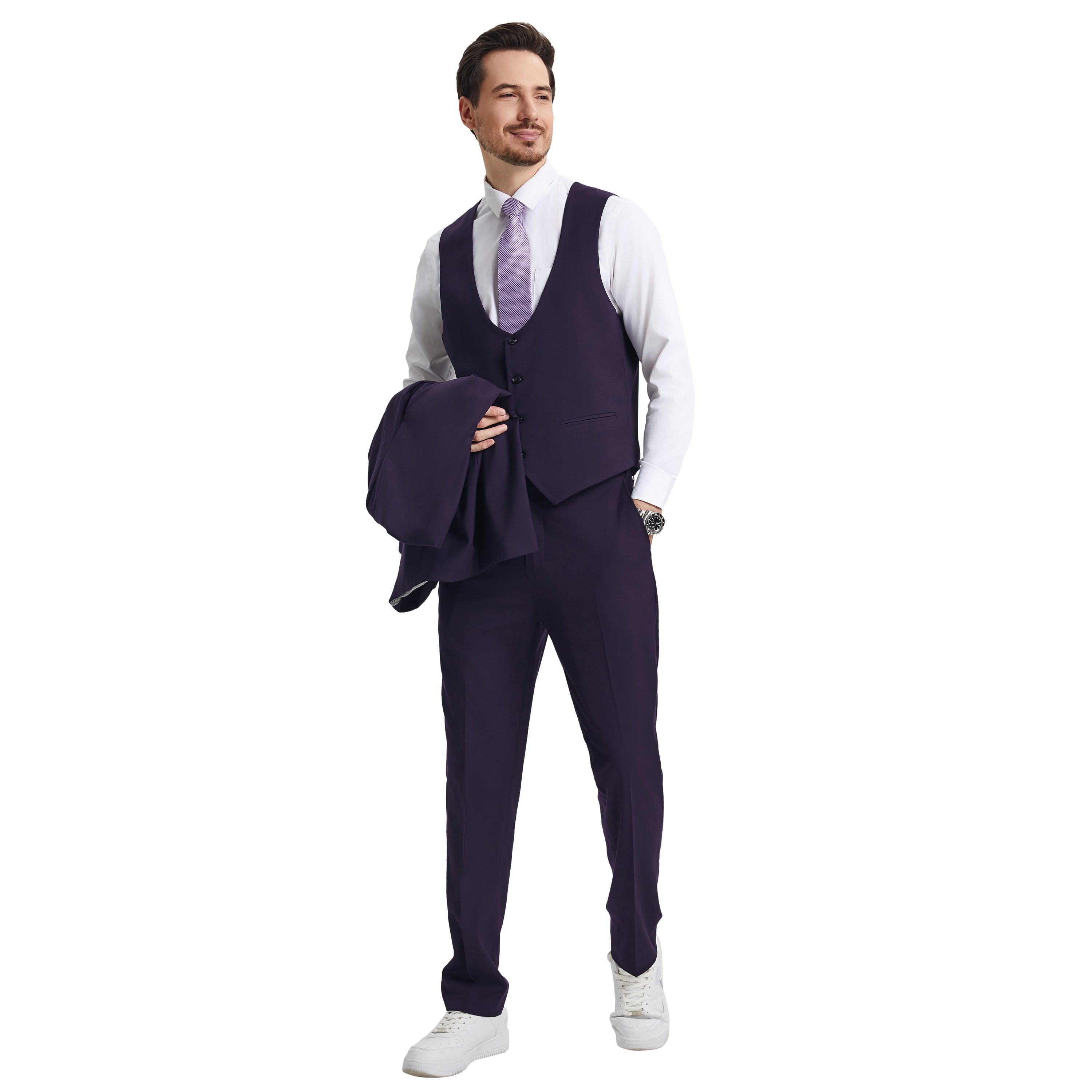 Men's   Hybrid-Fit 3pc Suit Set, Jacket Vest and Pants