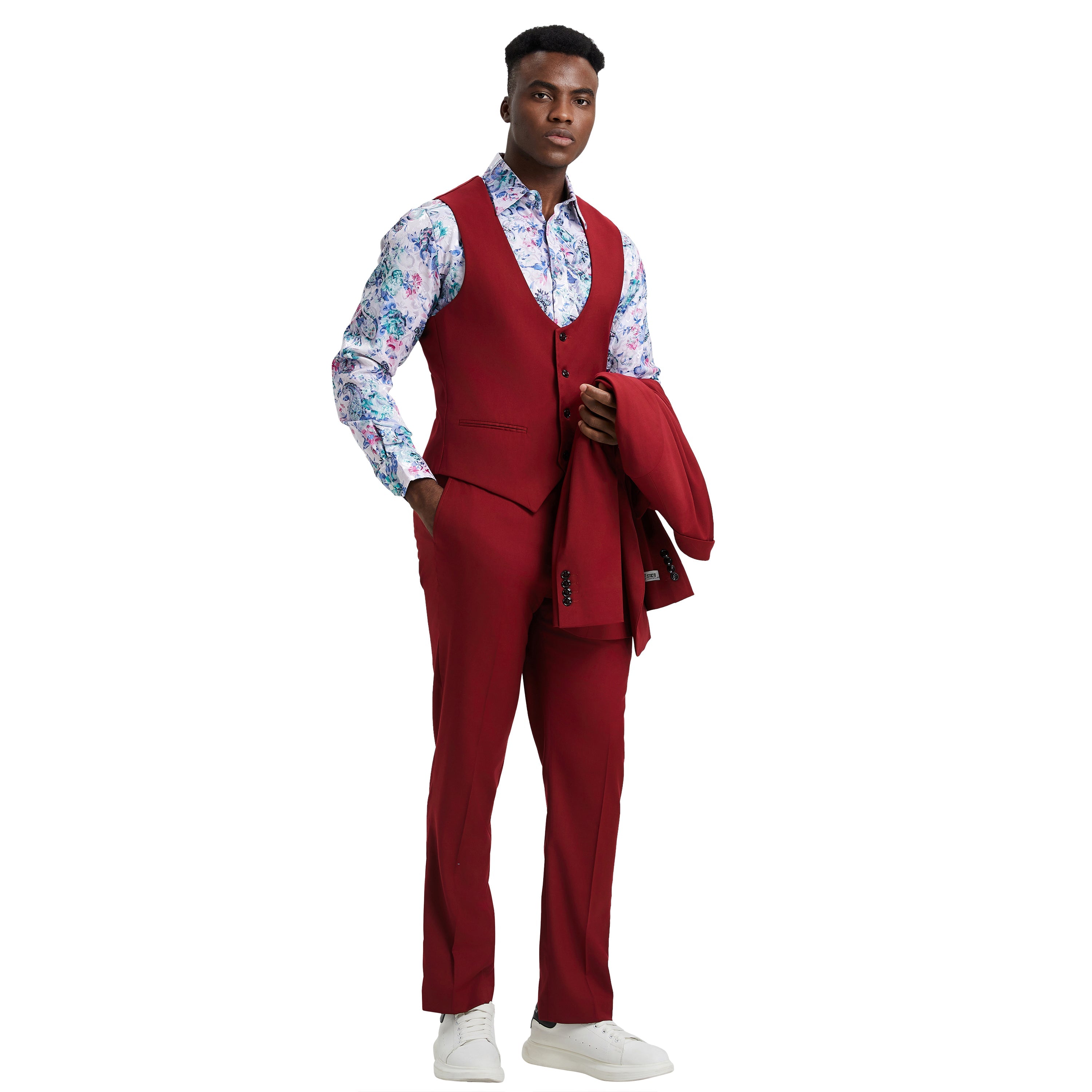 Men's   Hybrid-Fit 3pc Suit Set, Jacket Vest and Pants