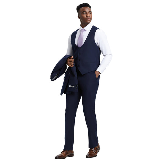 Men's Stacy Adams Hybrid-Fit 3pc Suit Set, Jacket Vest and Pants