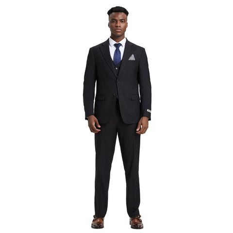 Men's Modern Hybrid-Fit 3pc Notch Lapel Suit Set, Jacket Vest and Pants