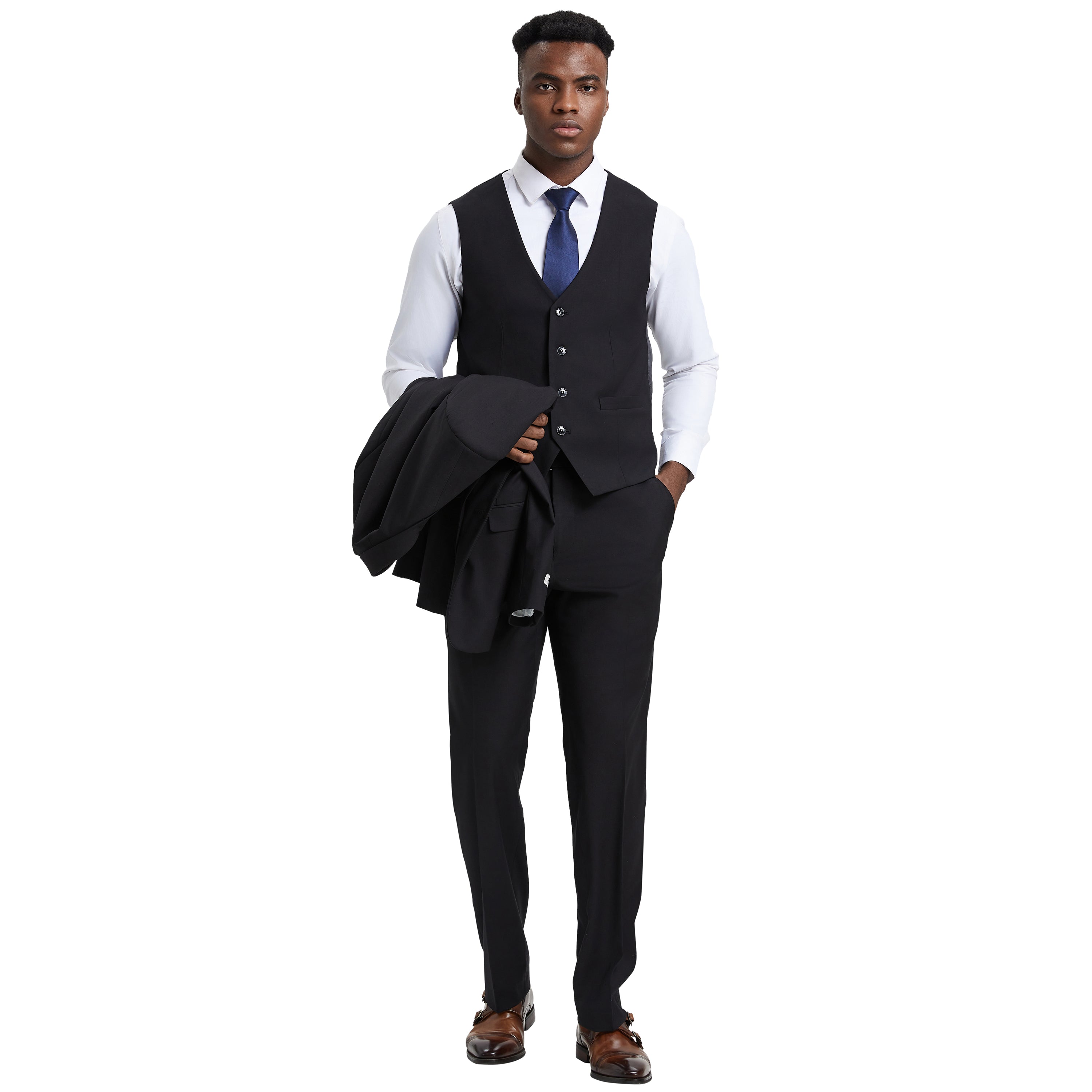 Men's   Hybrid-Fit 3pc Notch Lapel Suit Set, Jacket Vest and Pants