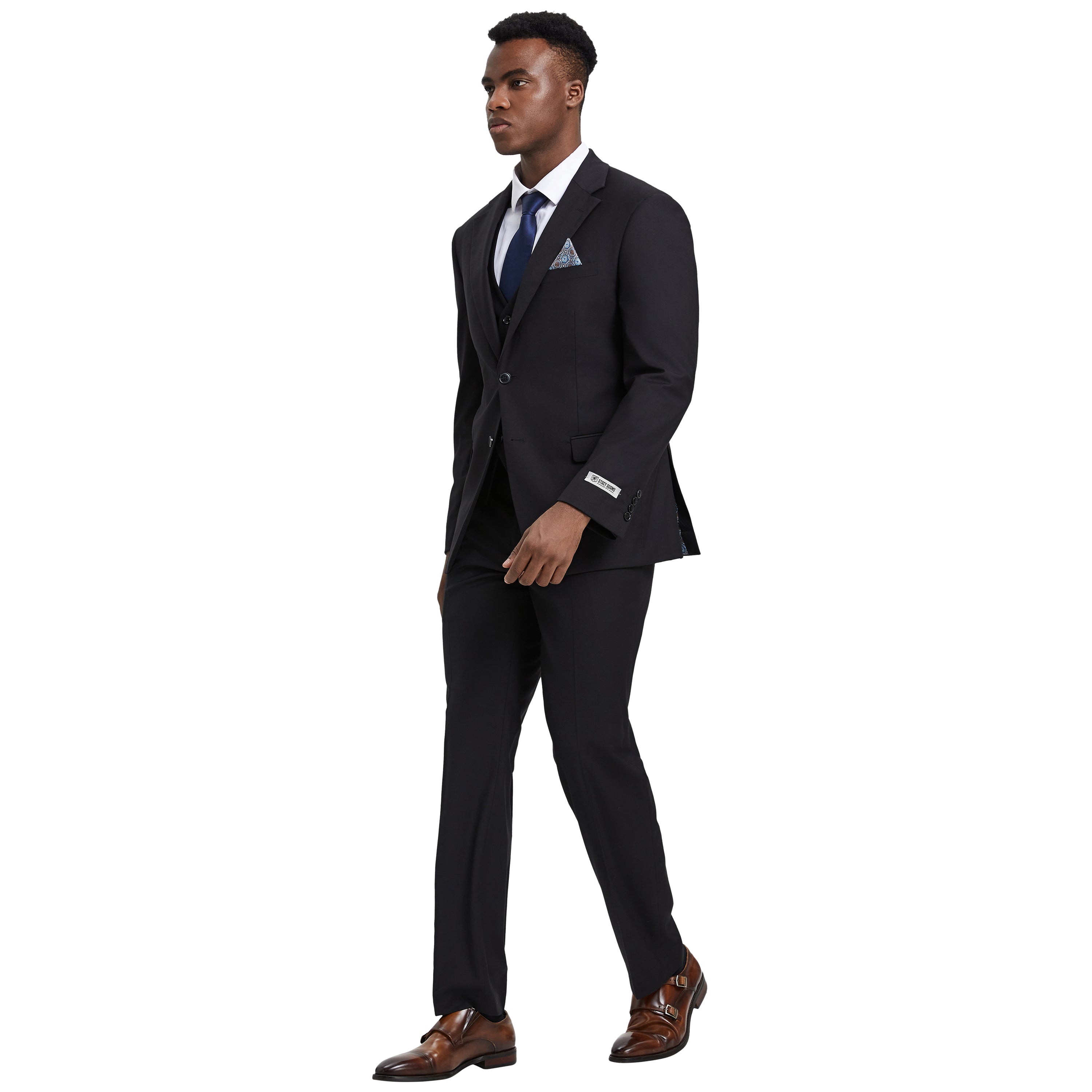 Men's   Hybrid-Fit 3pc Notch Lapel Suit Set, Jacket Vest and Pants