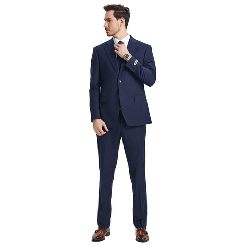 Men's Modern Hybrid-Fit 3pc Notch Lapel Suit Set, Jacket Vest and Pants