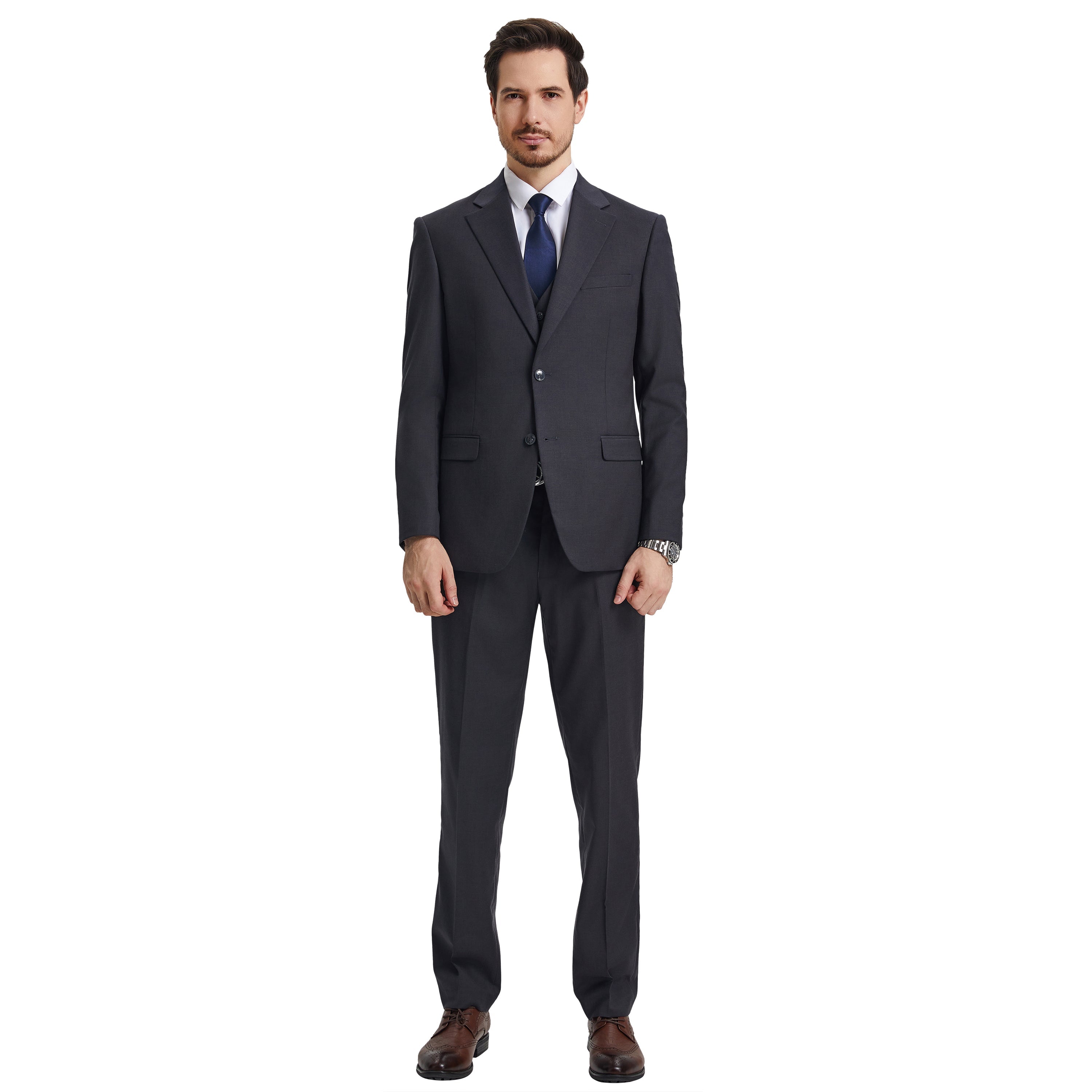 Men's   Hybrid-Fit 3pc Notch Lapel Suit Set, Jacket Vest and Pants